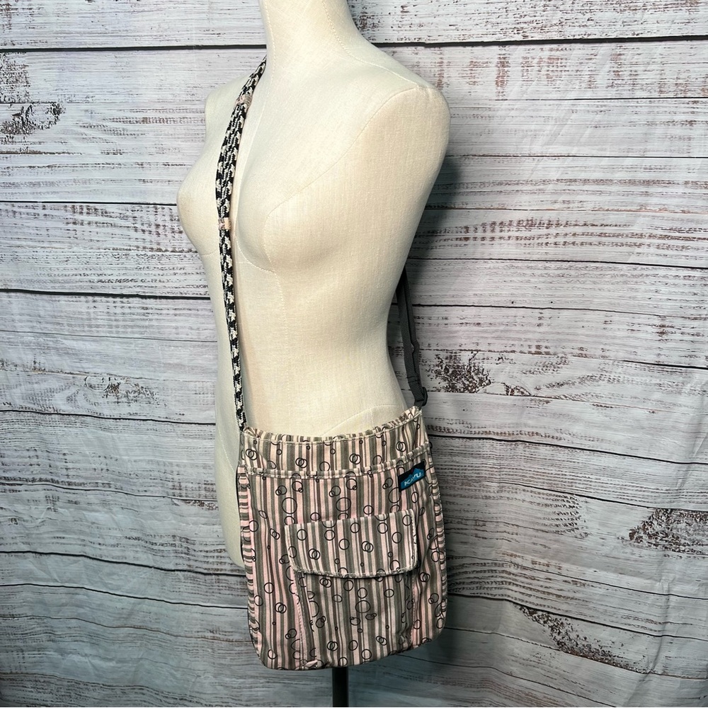 Kavu Canvas Cotton Crossbody Bag Light Pink Gray Rope Bag Gorpcore